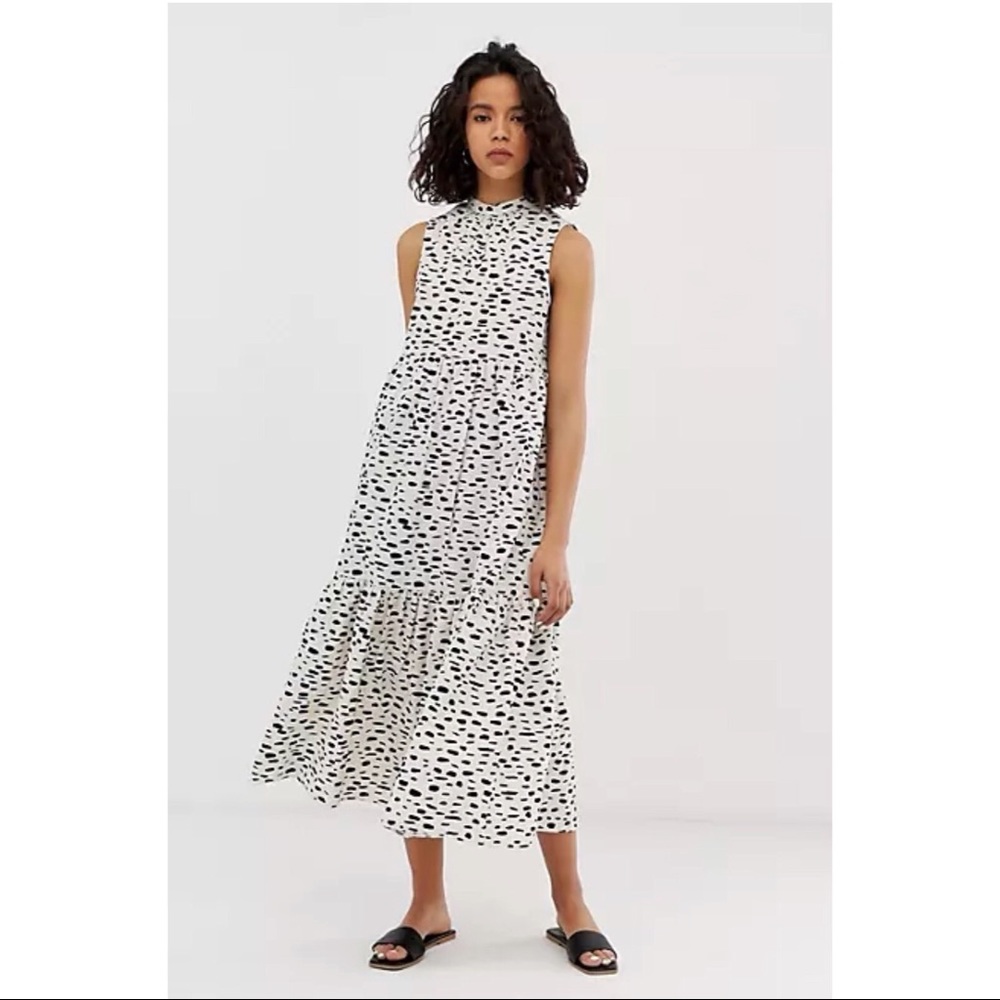 ASOS Sleeveles Tiered Cotton Splodge Print Dress